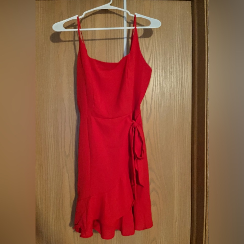 Red ruffle dress